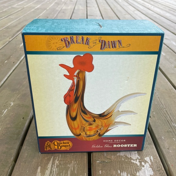 Cracker Barrel Break of Dawn Golden Glass Rooster Home Decor in Original Box - Picture 2 of 16